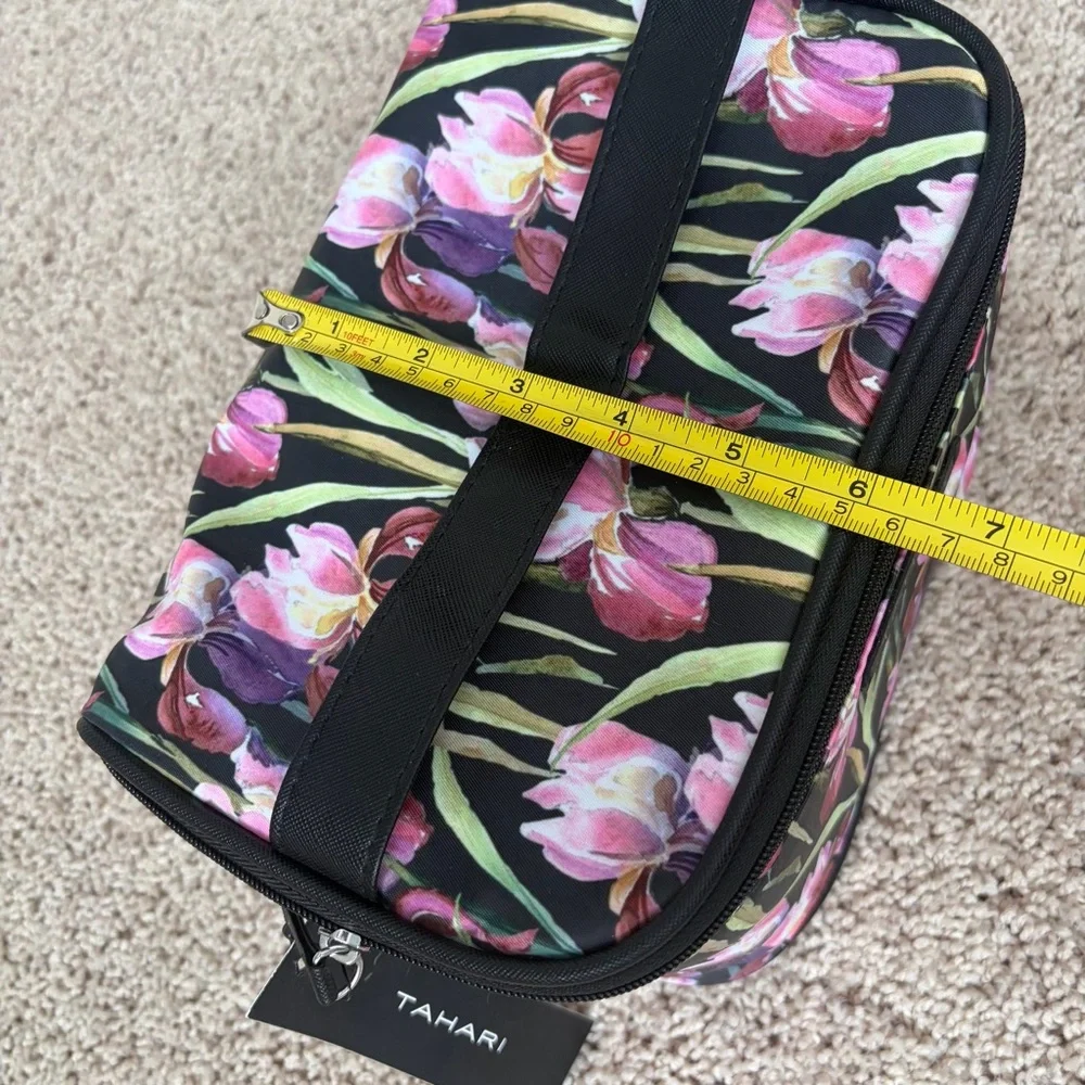 Tahari Medium Train Travel Cosmetic Case Floral Makeup Bag